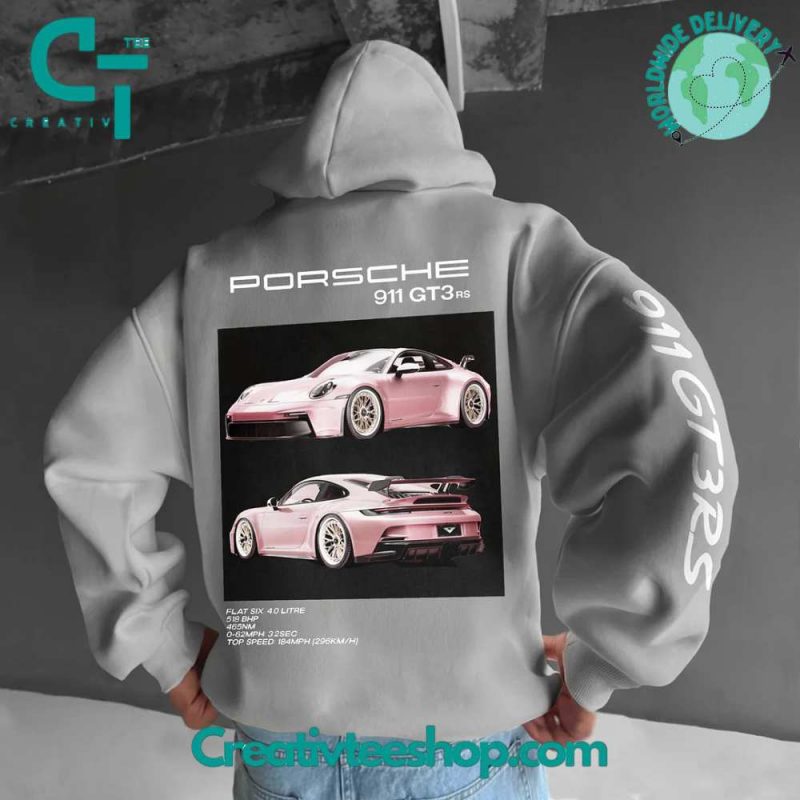 Unisex Oversized Porsche 911 GT3 RS Car Grey Hoodie - Creativteeshop