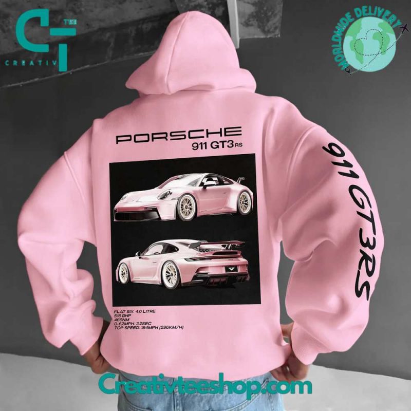 Unisex Oversized Porsche 911 GT3 RS Car Pink Hoodie - Creativteeshop