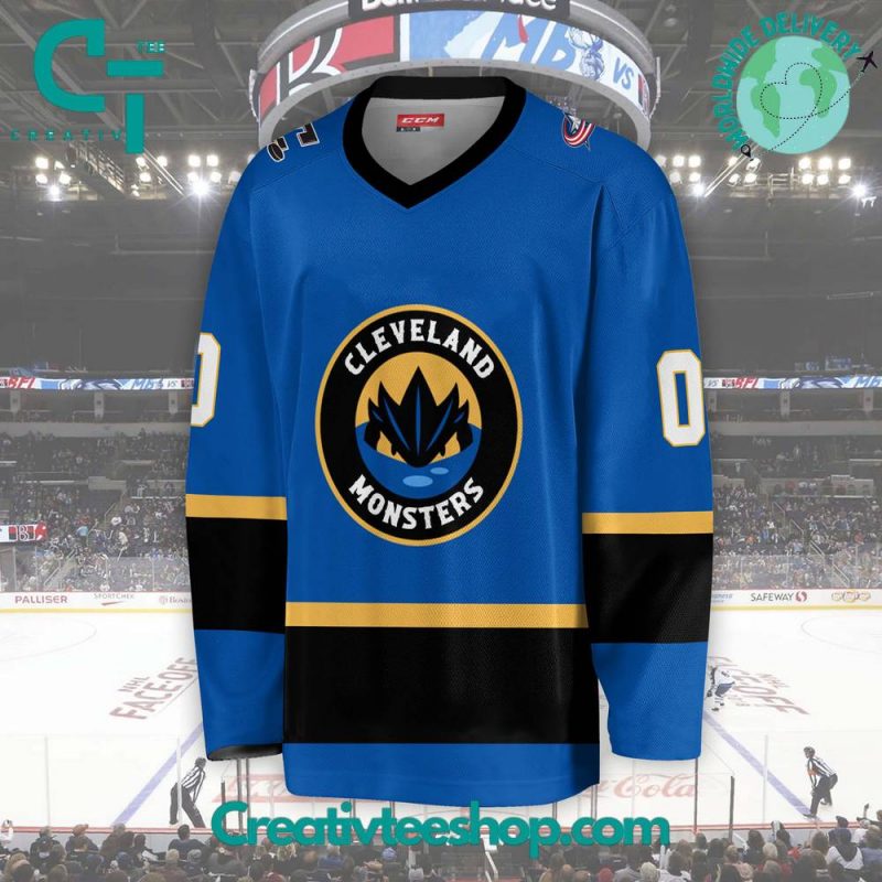 AHL Cleveland Monsters 2024 Blue Hockey Jersey - Creativteeshop