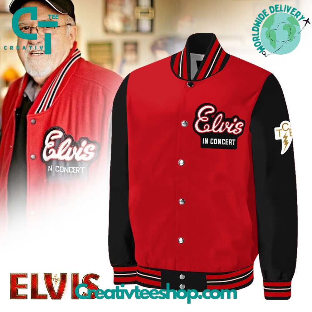 Elvis In Concert Red Black Baseball Jacket