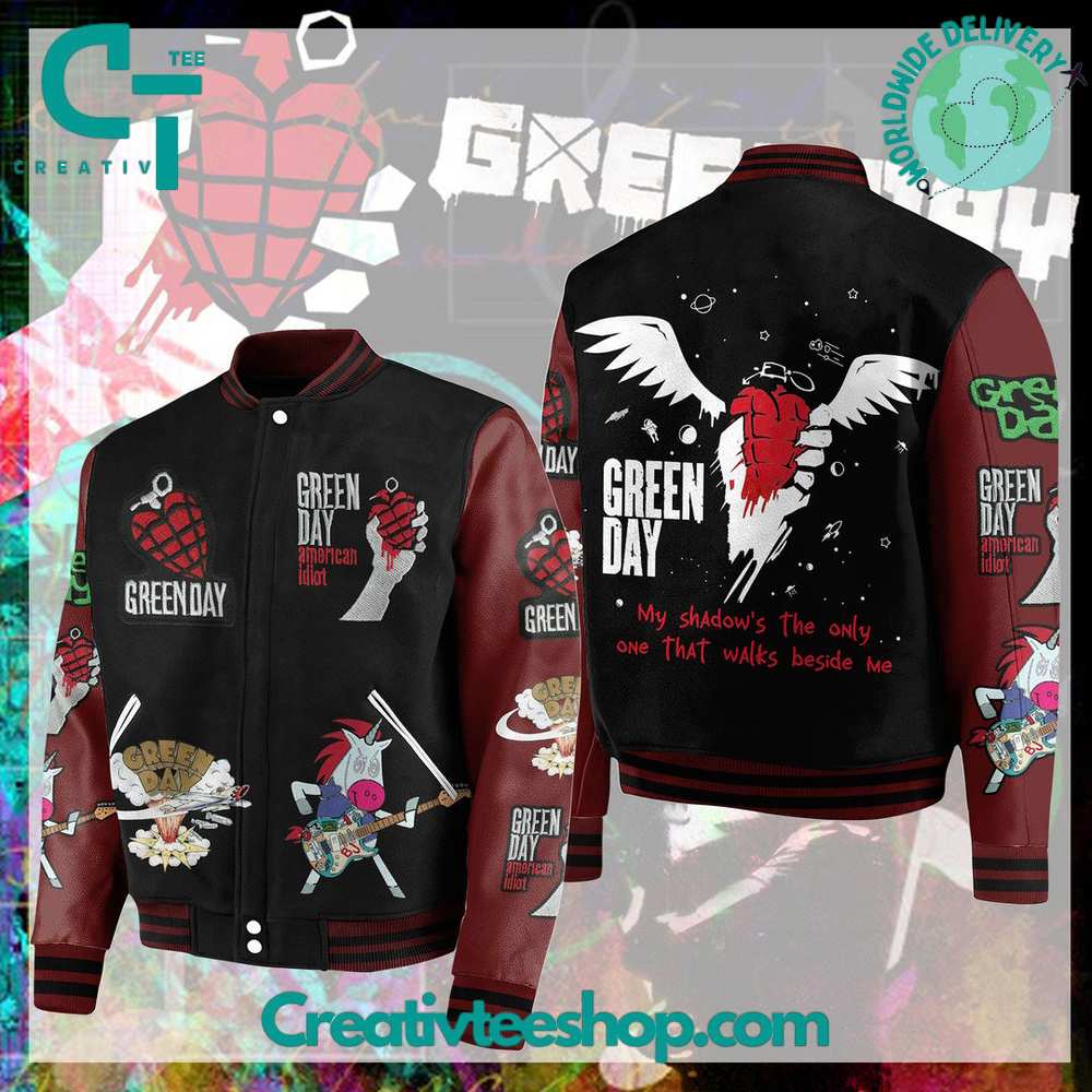 Green Day Rock Band Baseball Jacket