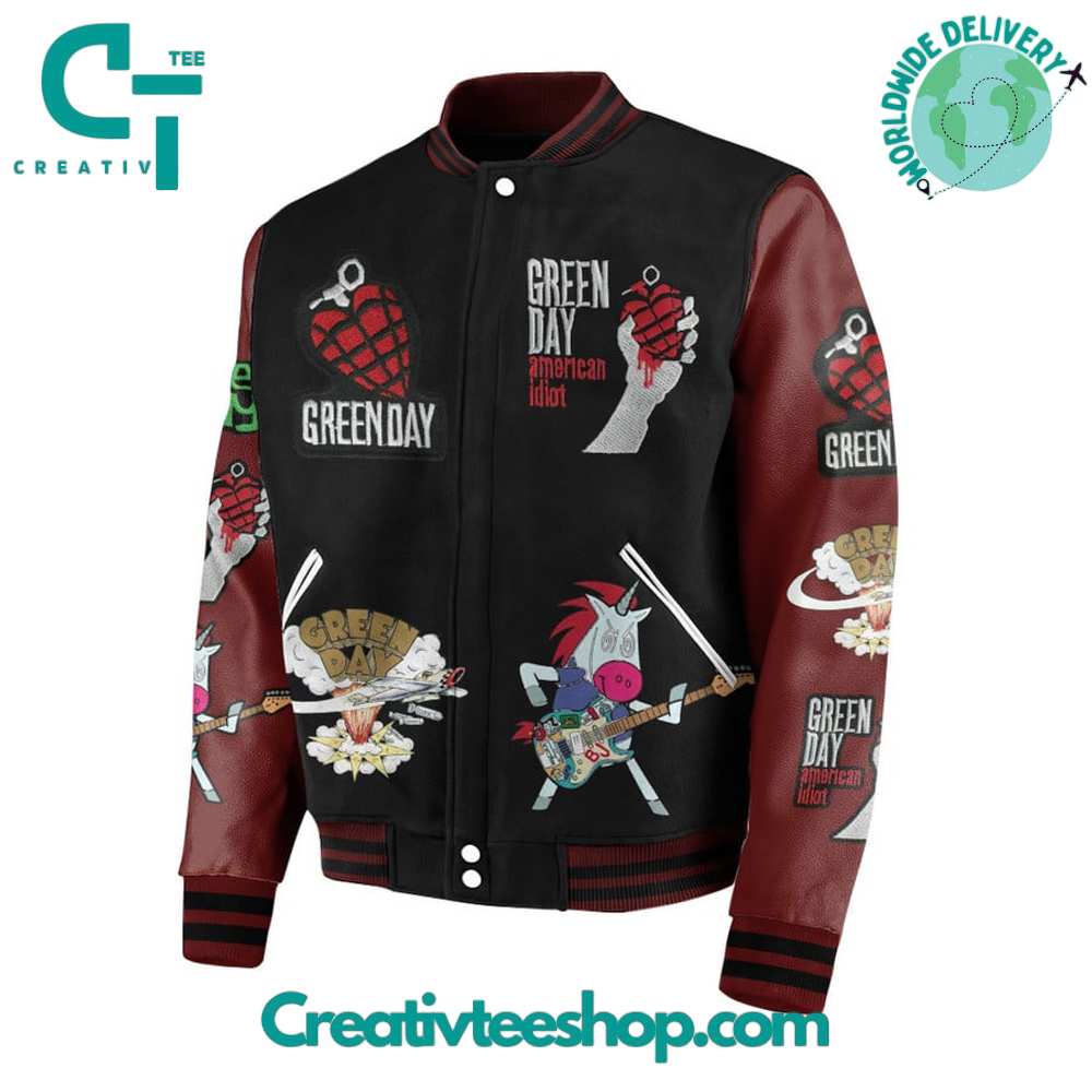 Green Day Rock Band Baseball Jacket