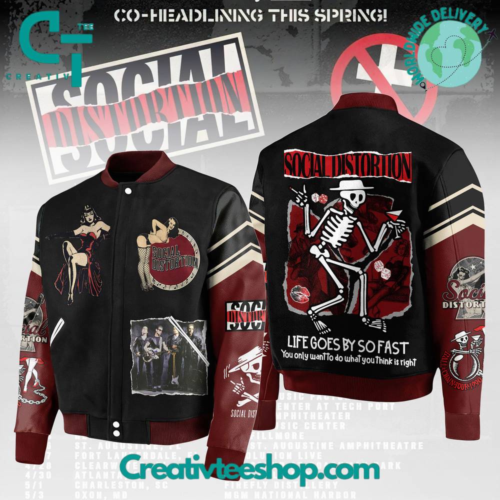 Social Distortion Life Goes By So Fast Baseball Jacket
