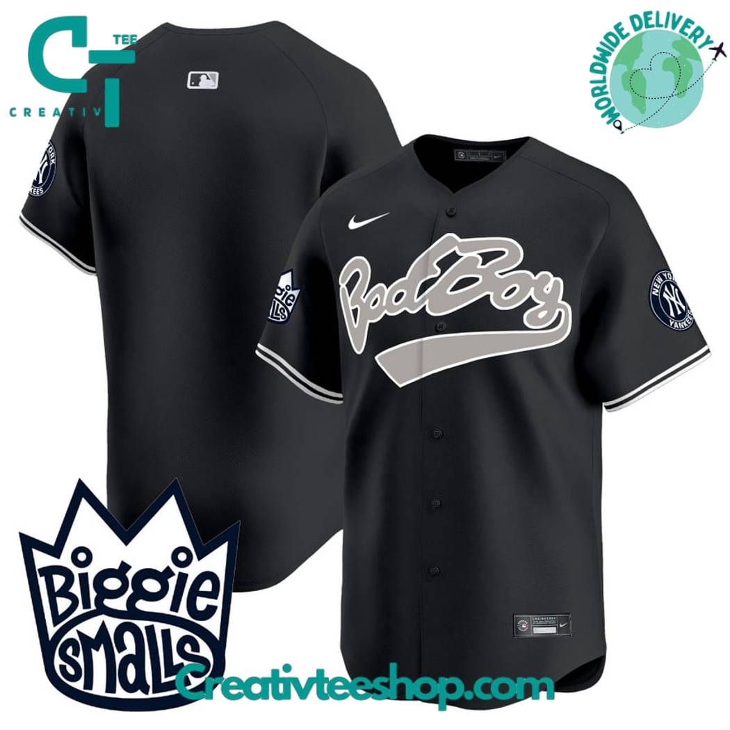 New York Yankees Biggie Smalls Black Baseball Jersey