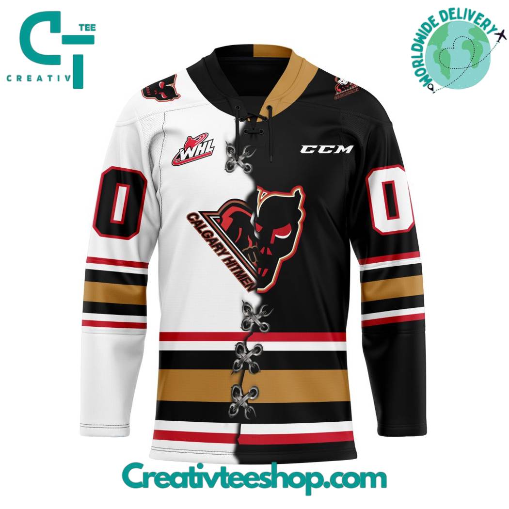 WHL Calgary Hitmen Mix Home And Away Hockey Jersey