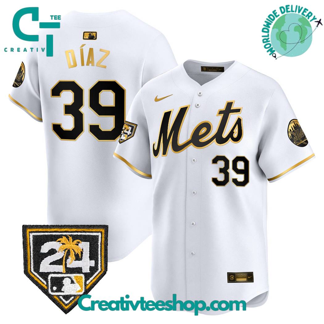 New York Mets 2024 Spring Training Vapor Premier White Gold Baseball Jersey