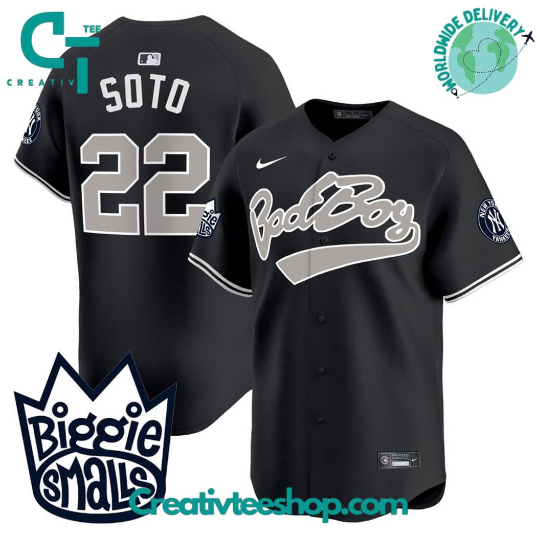 New York Yankees Biggie Smalls Black Baseball Jersey