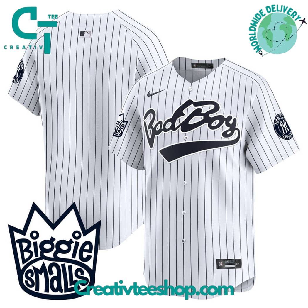 New York Yankees Biggie Smalls White Baseball Jersey