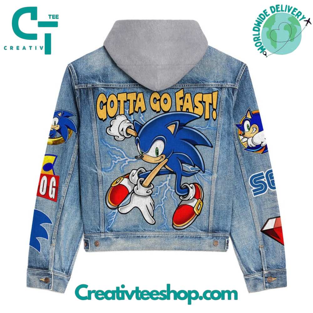 Sonic The Hedgehog Gotta Go Fast Hooded Denim Jacket