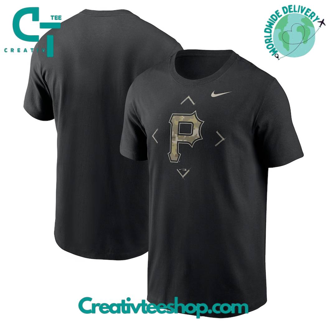 MLB Pittsburgh Pirates Armed Forces Day 2024 Camo Logo T-Shirt