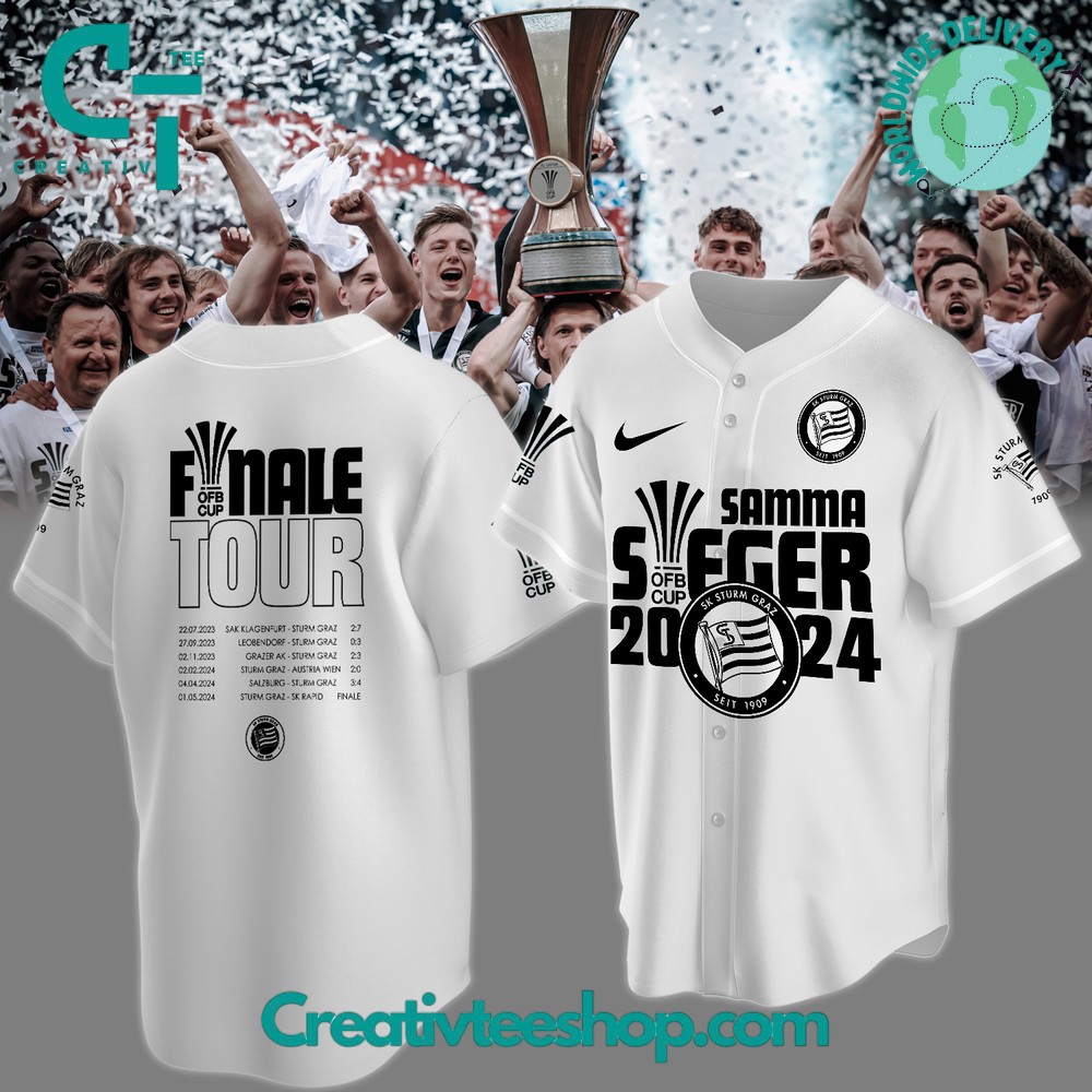 Sturm Graz Final Tour 2024 White Baseball Jersey