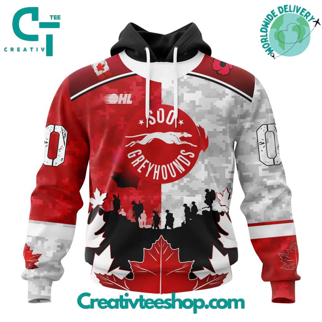 OHL Sault Ste Marie Greyhounds Special Canada Independence Day 1st July Hoodie