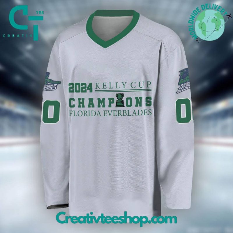 ECHL Florida Everblades 2024 Kelly Cup Champions Hockey Jersey ...