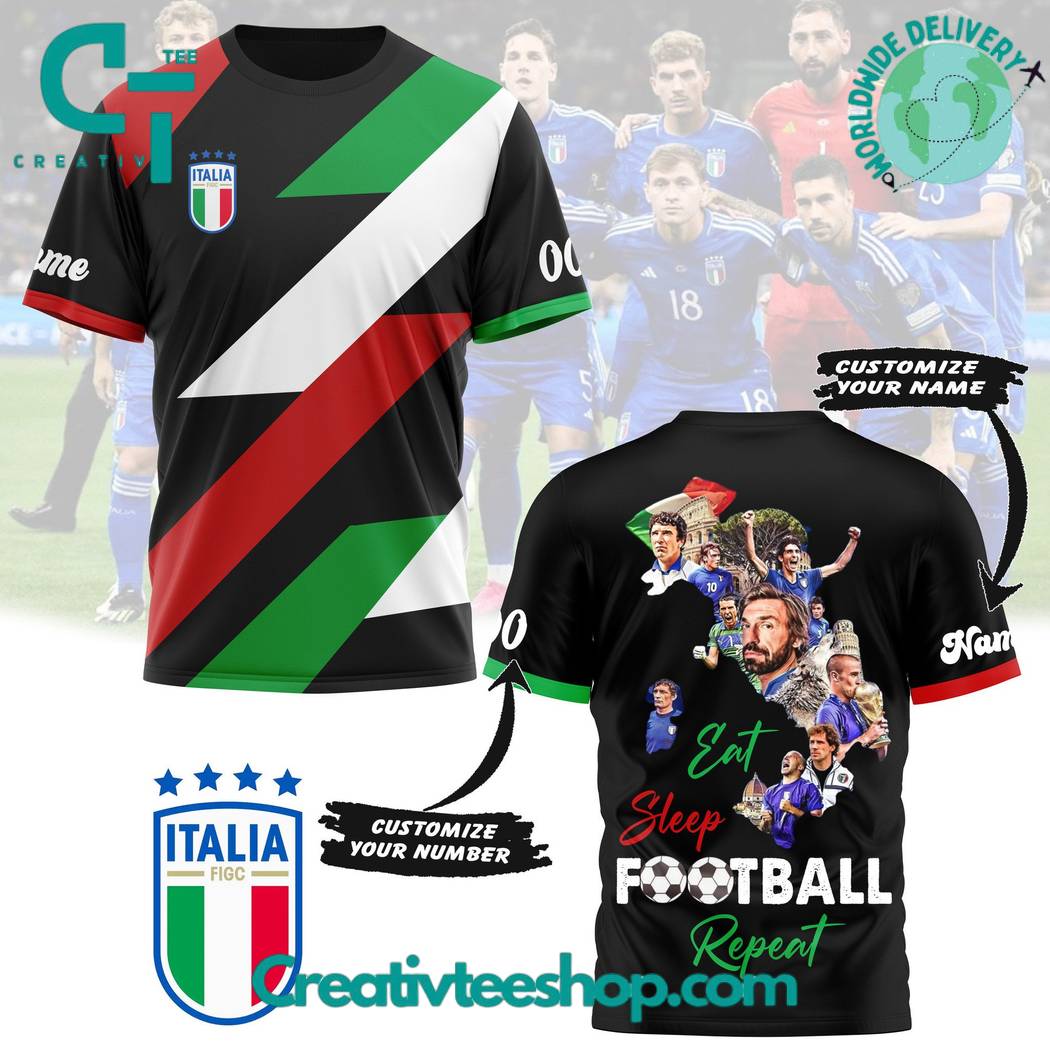 Italia Eat Sleep Football Repeat Personalized T-Shirt