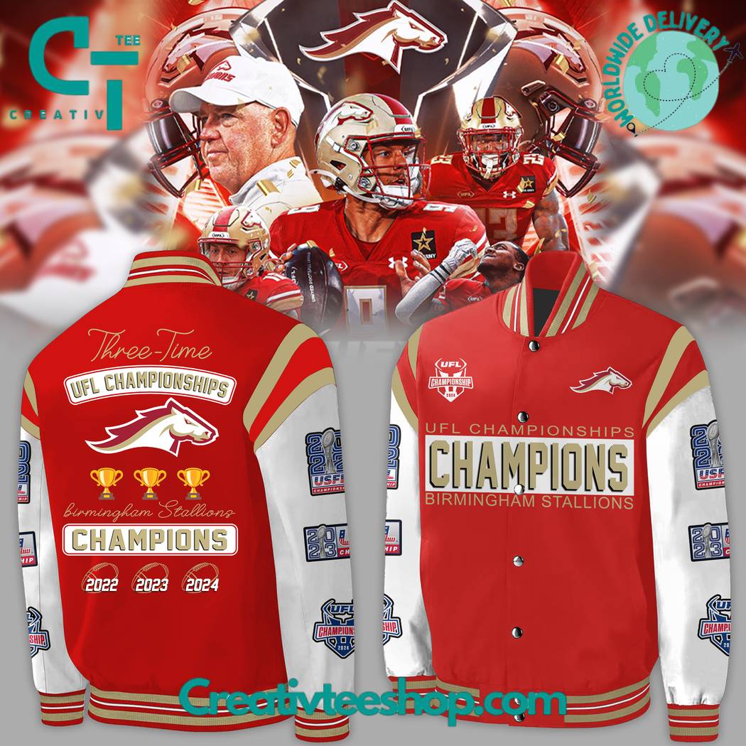UFL Birmingham Stallions Back to Back to Back Champions Baseball Jacket