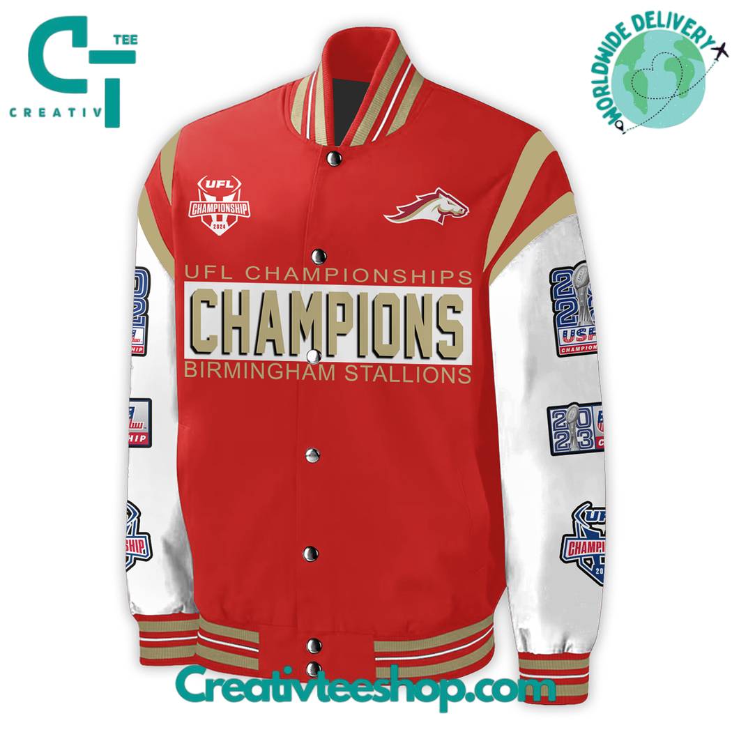 UFL Birmingham Stallions Back to Back to Back Champions Baseball Jacket