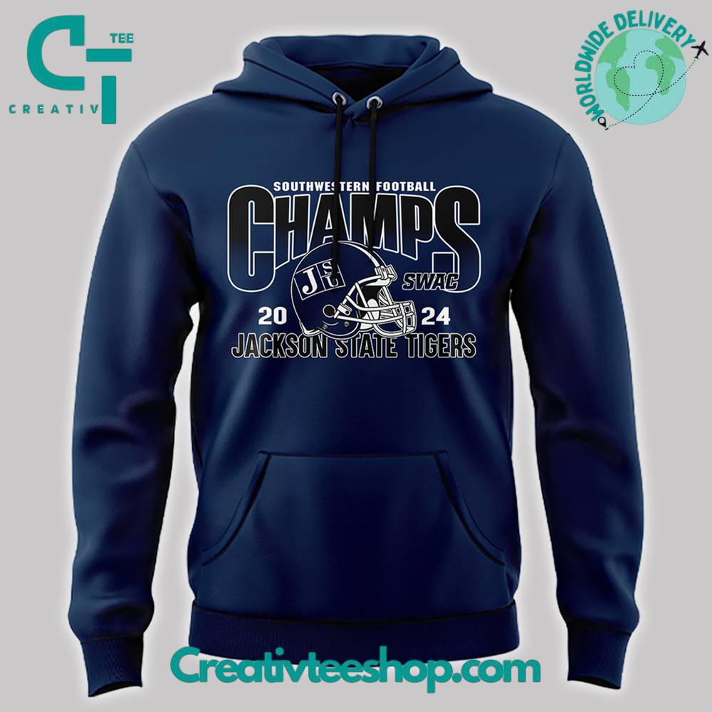 Jackson State Tigers 2024 Southwestern SWAC Champs Blue Hoodie