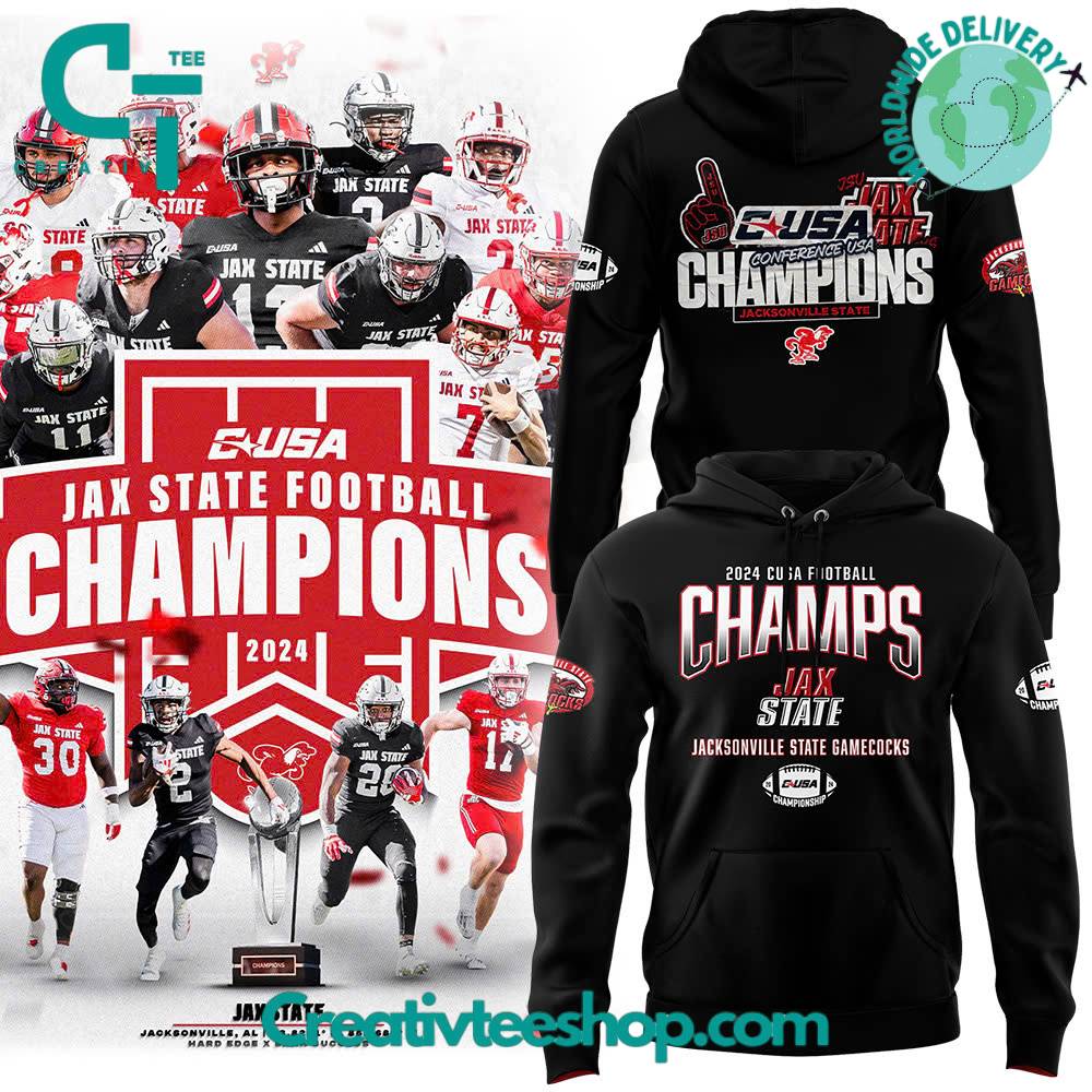 Jacksonville State Gamecocks 2024 Conference USA Champions Black Hoodie