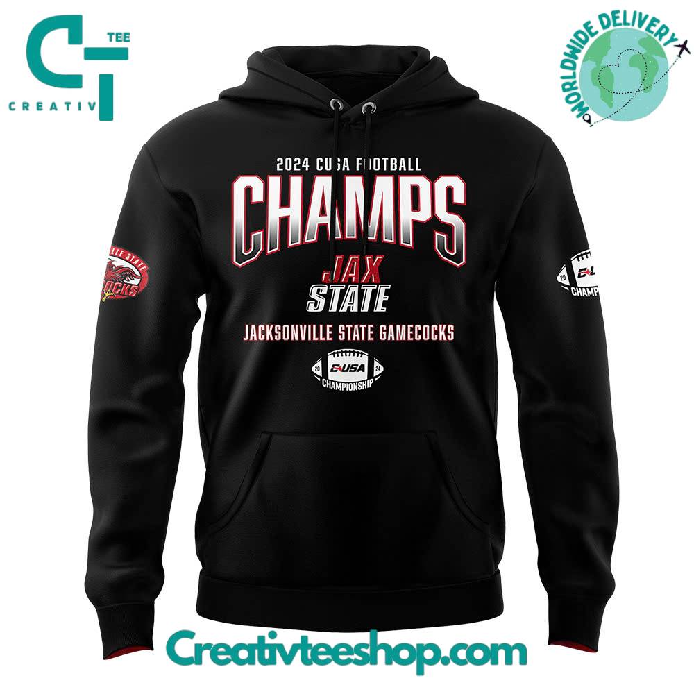 Jacksonville State Gamecocks 2024 Conference USA Champions Black Hoodie