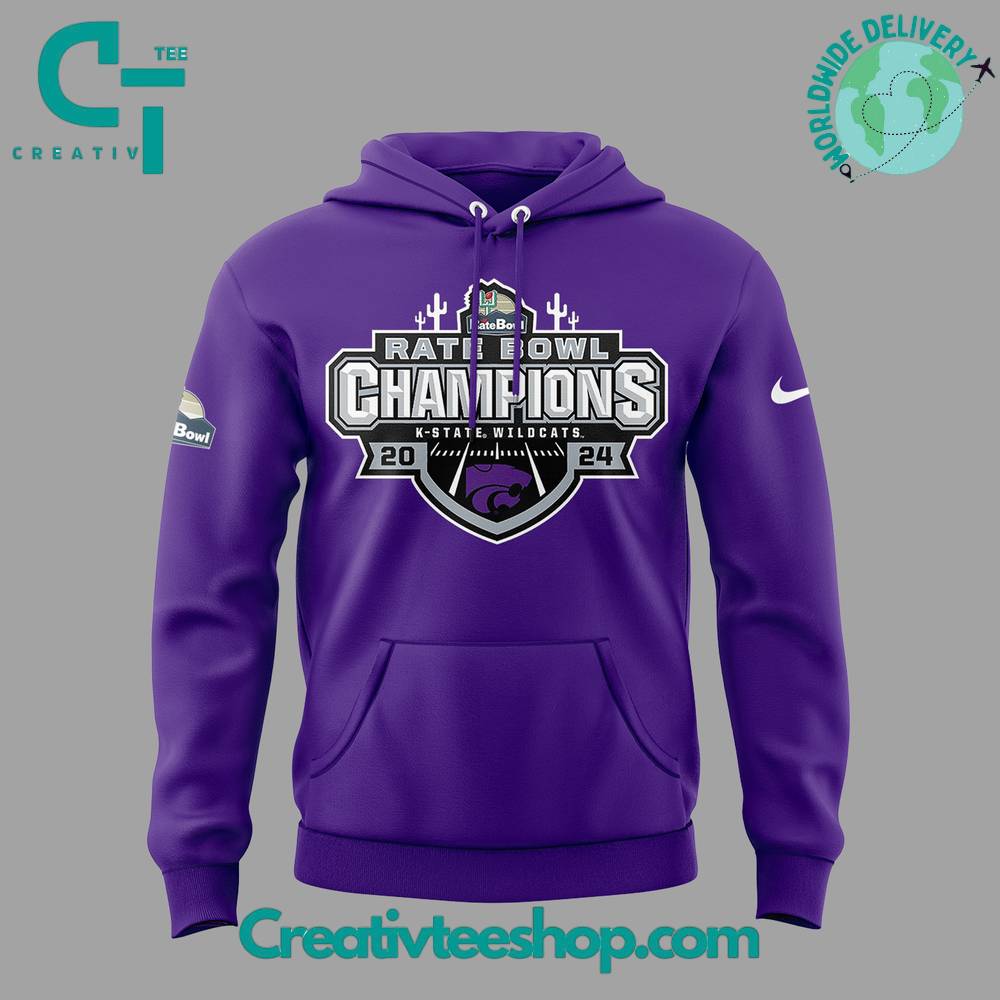 Kansas State Wildcats 2024 Rate Bowl Champions Purple Hoodie