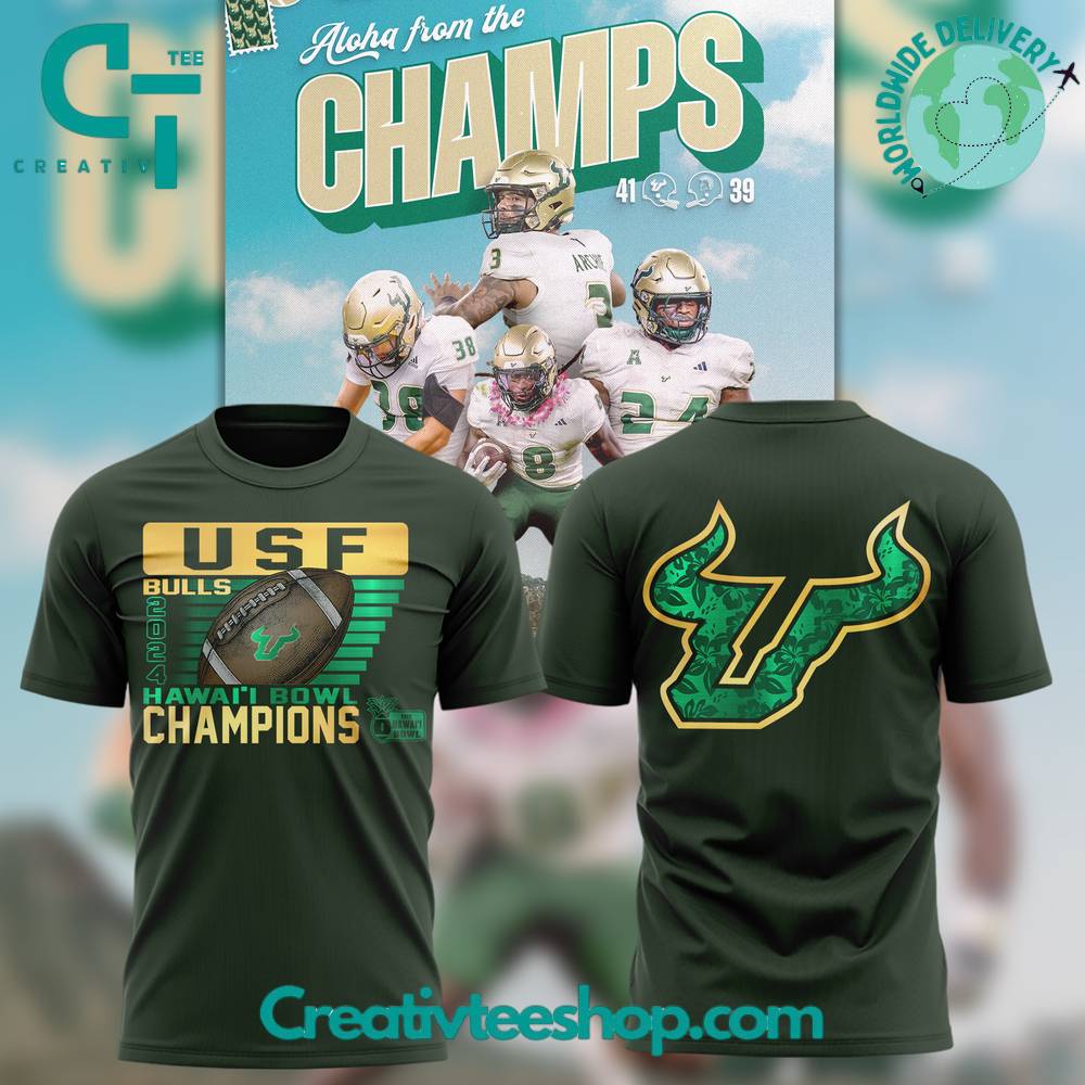 USF Bulls Hawaii Bowl Champs Green Shirt