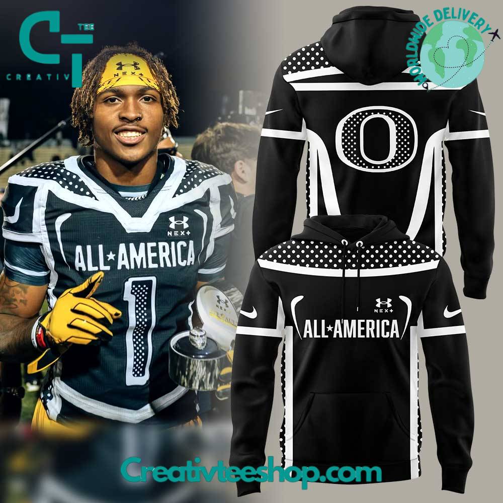 Oregon Football Dakorien Moore 2025 All-America Game Black Hoodie