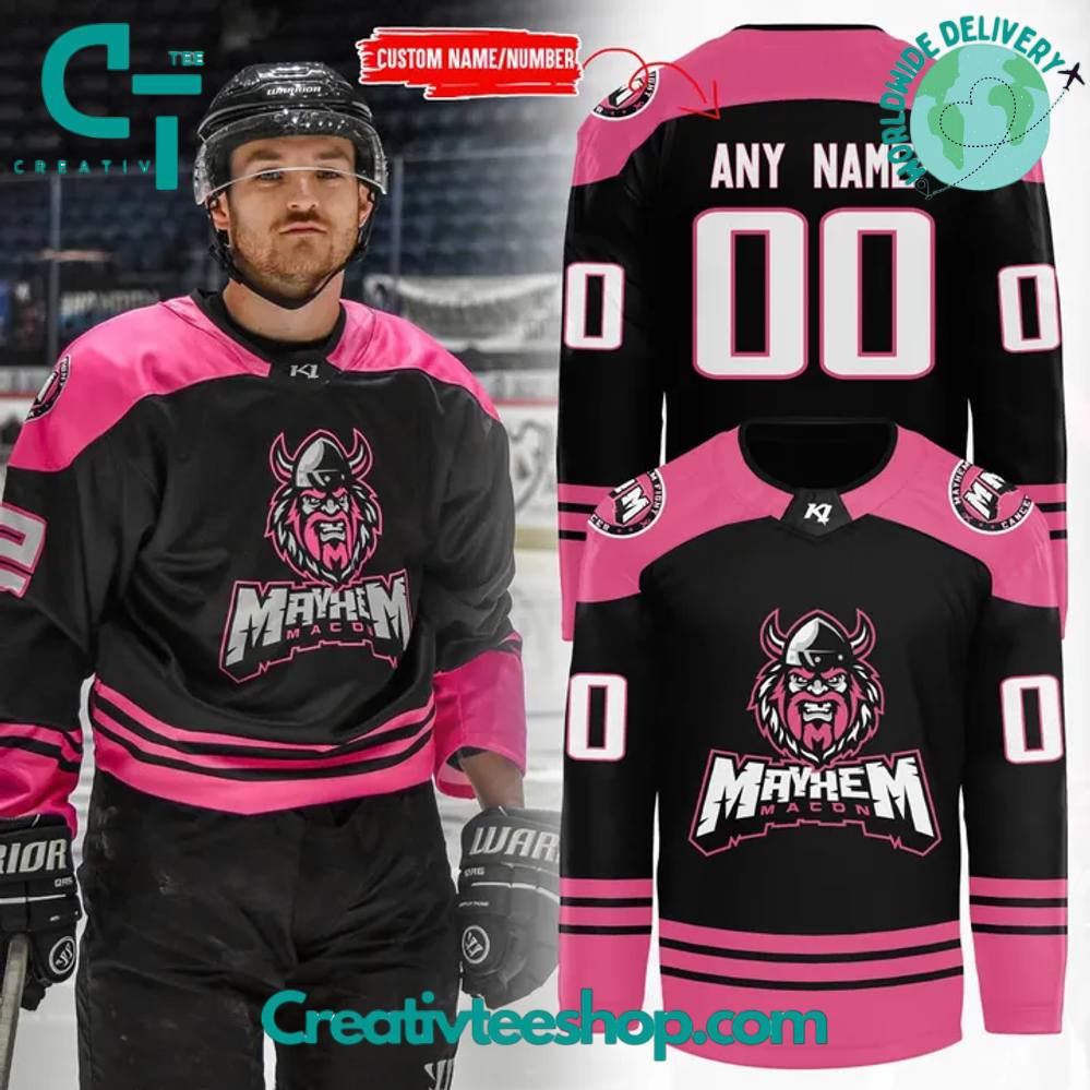 Macon Mayhem x Fight Against Breast Cancer Special Hockey Jersey