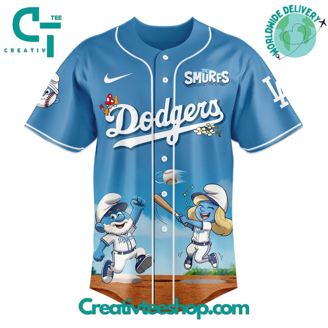 Los Angeles Dodgers MLB x The Smurfs Night Special Baseball Jersey