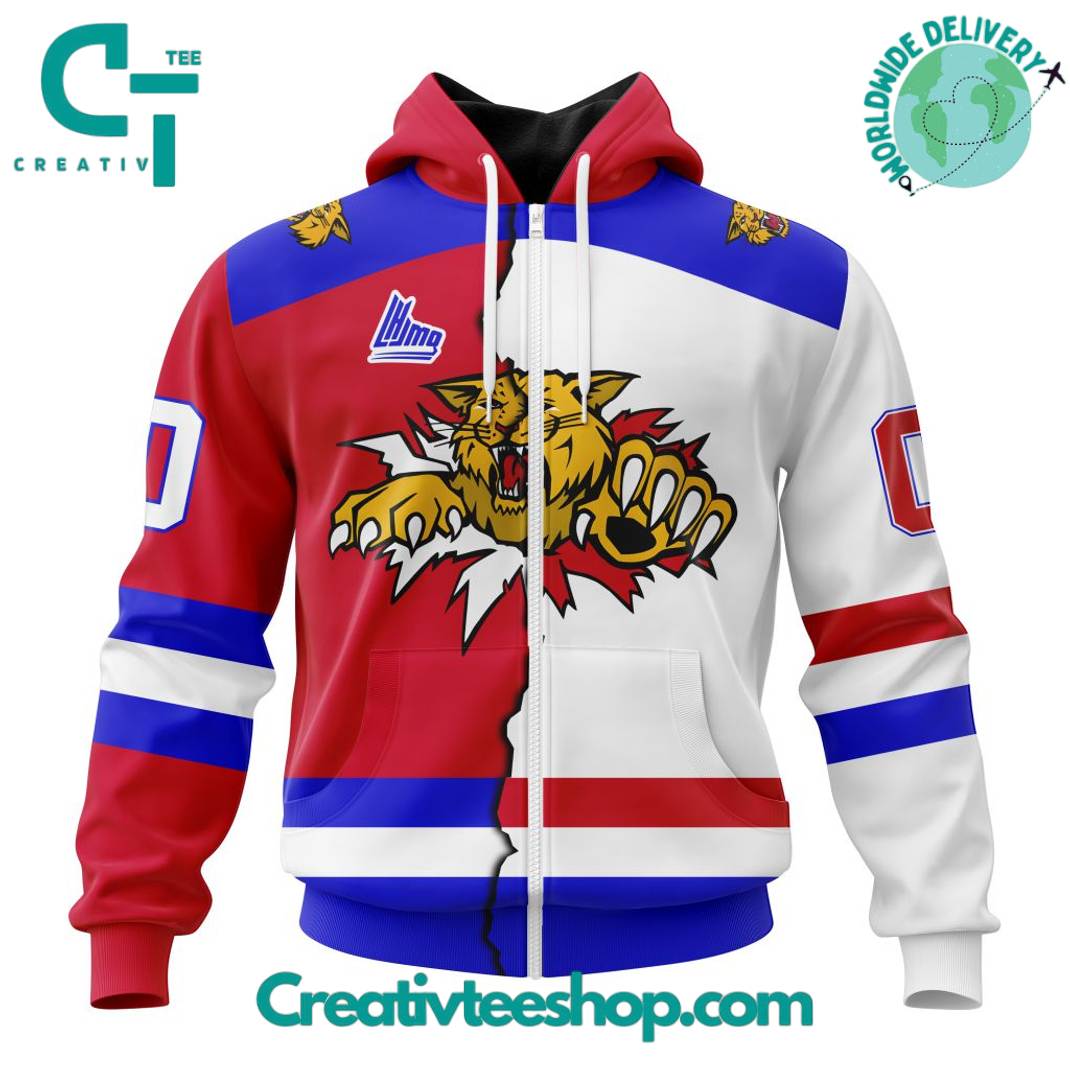 Moncton Wildcats LHJMQ Personalized Mix Design Hoodie