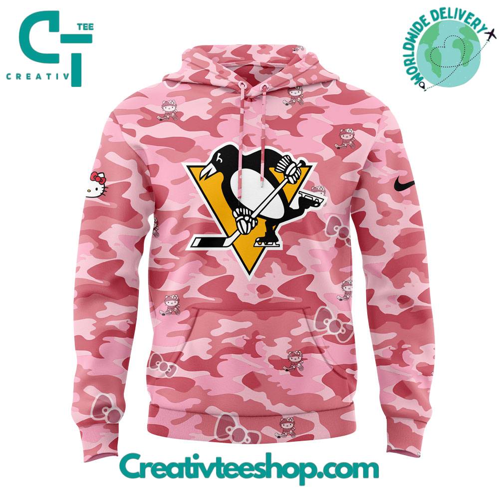 Pittsburgh Penguins Hello x Hello Kitty Pink Camouflage Special Hoodie