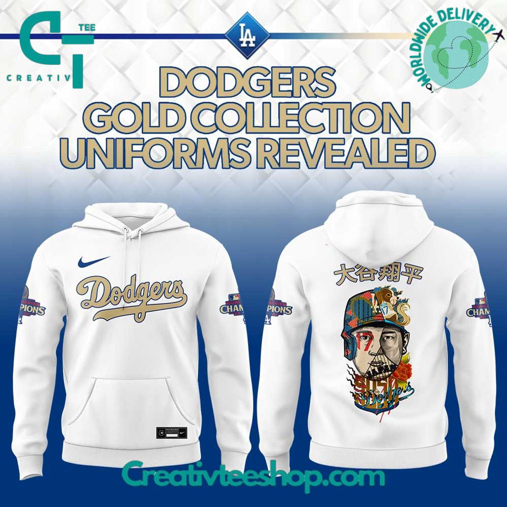 Los Angeles Dodgers Gold Collection Uniform Shohei Ohtani Special White Hoodie