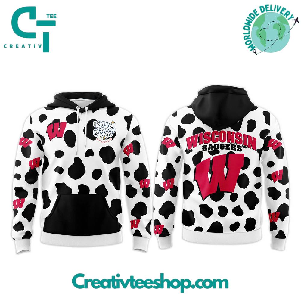 Wisconsin Badgers Basketball Cow Print Hoodie