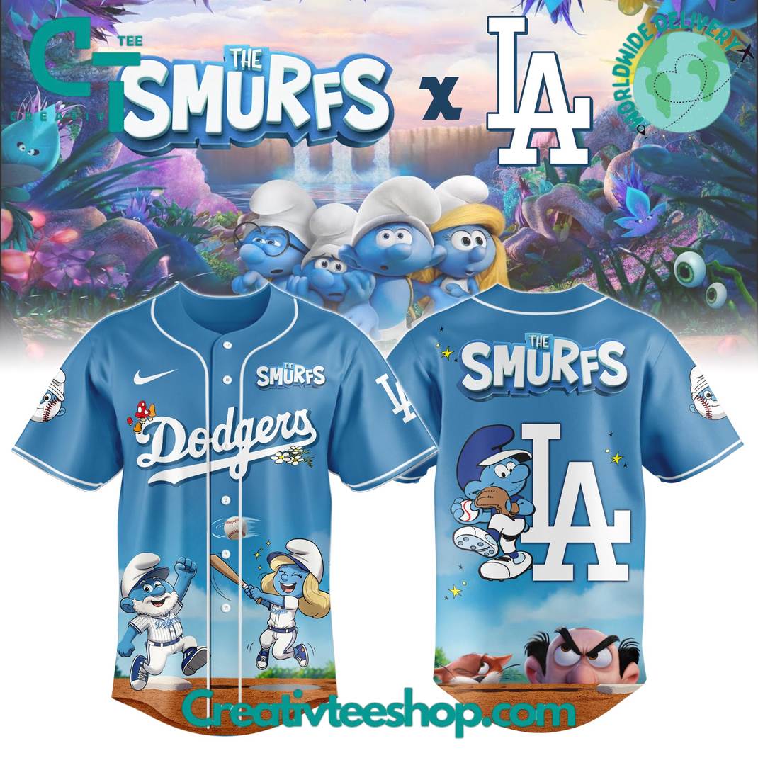Los Angeles Dodgers MLB x The Smurfs Night Special Baseball Jersey
