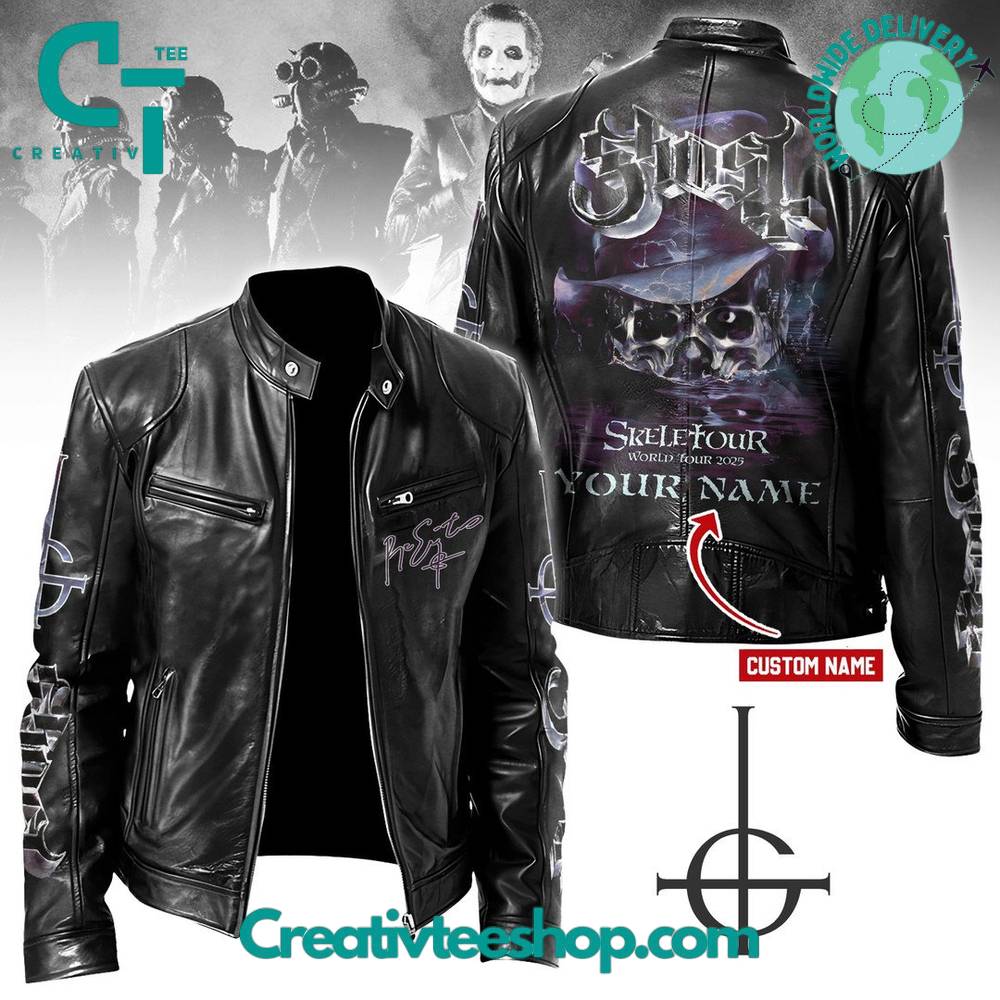 Ghost Band Skeleton World Tour 2025 Personalized Leather Jacket