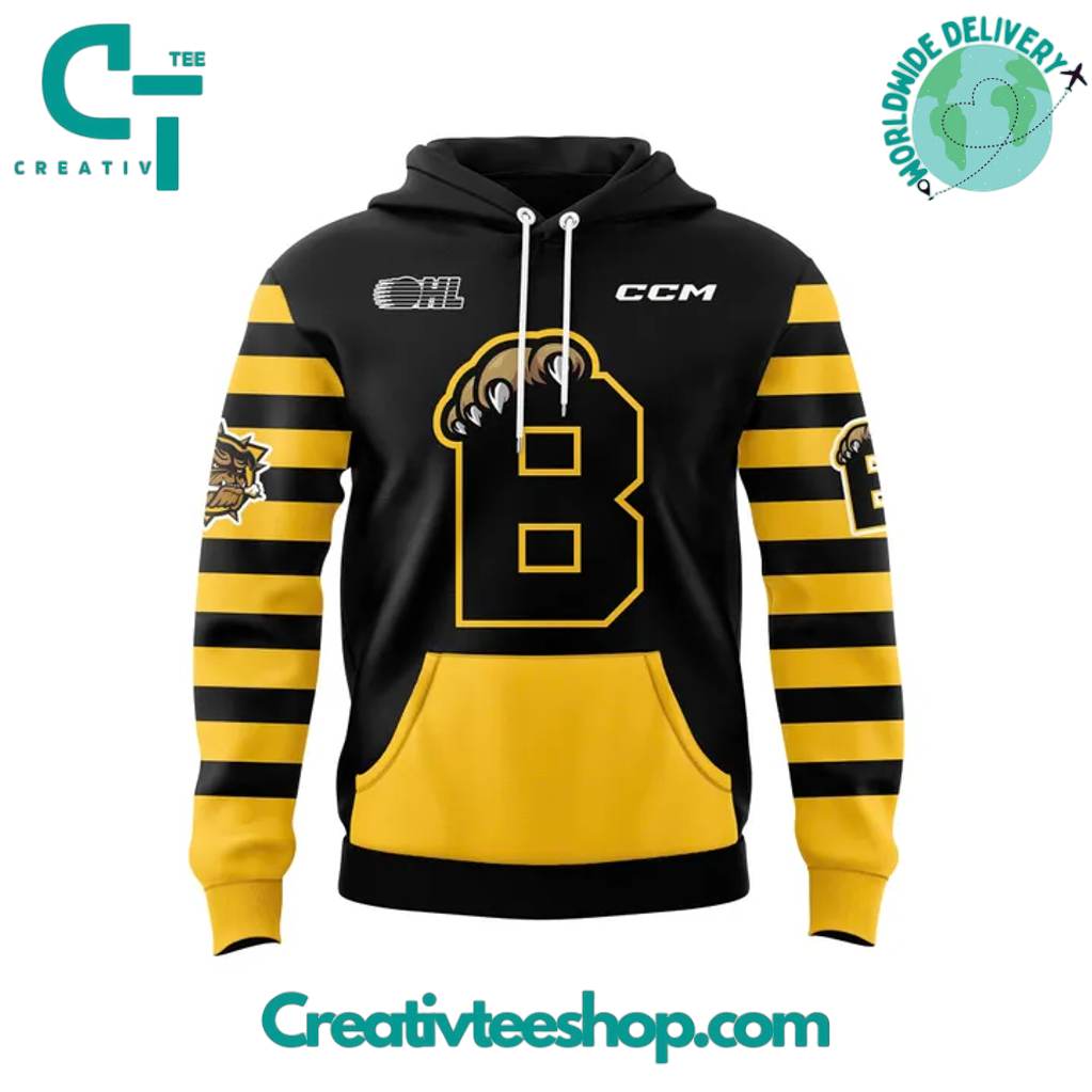 Brantford Bulldogs Special New Black Yellow Hoodie
