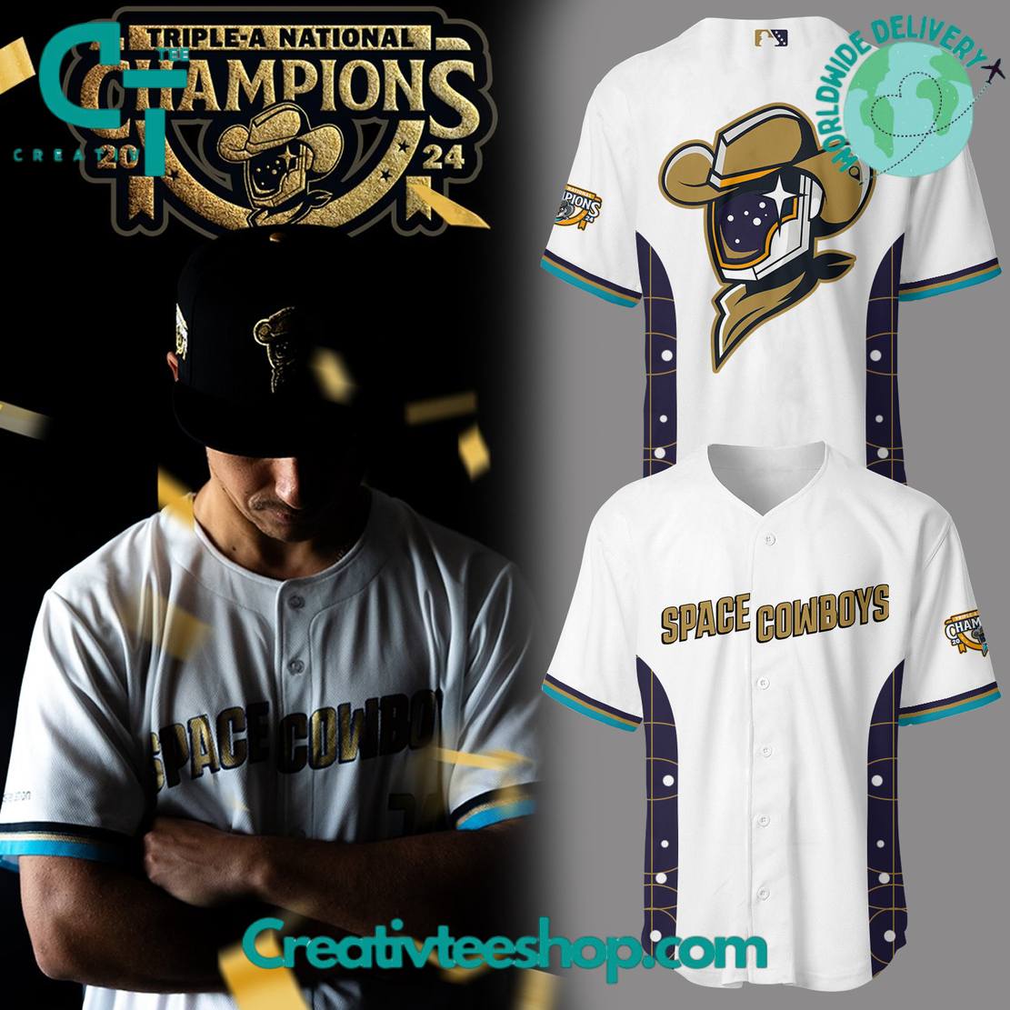 Sugar Land Space Cowboys Triple a National Champions Baseball Jersey