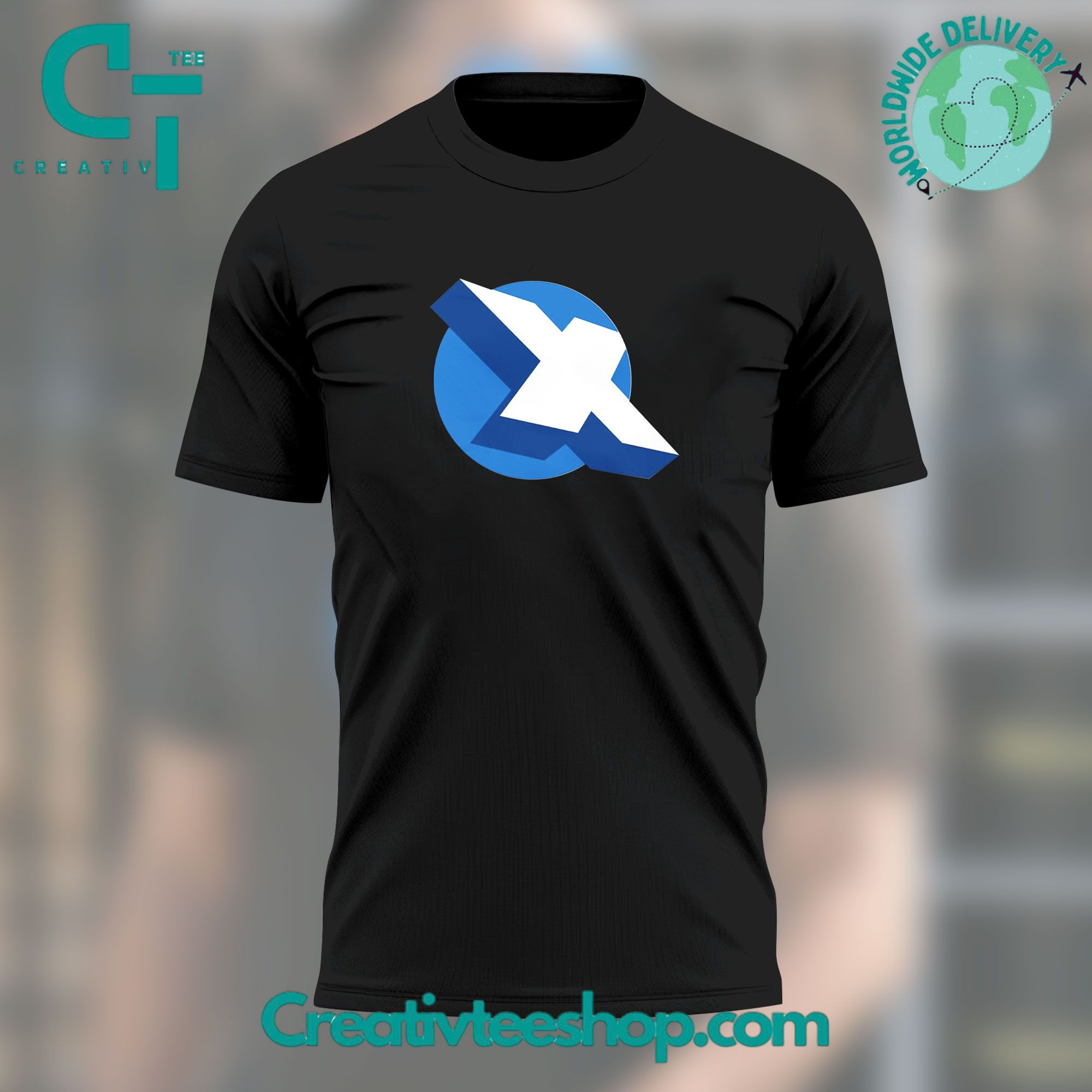 Elon Musk Wearing Retro X.com Logo 2025 Tee