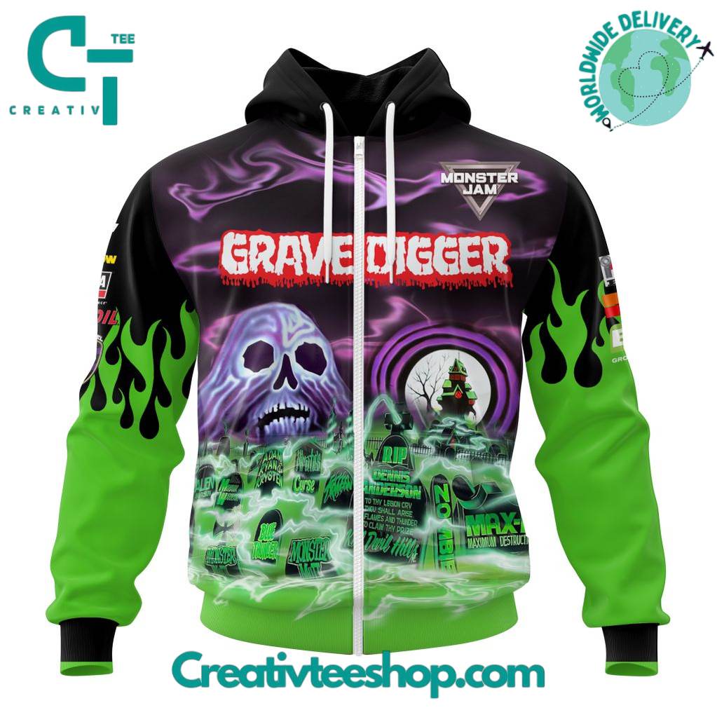 Grave Digger Monster Jam Special Purple Green Hoodie
