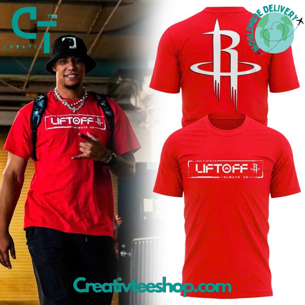 Houston Rockets “LIFT OFF” 2025 Playoffs Red Tee