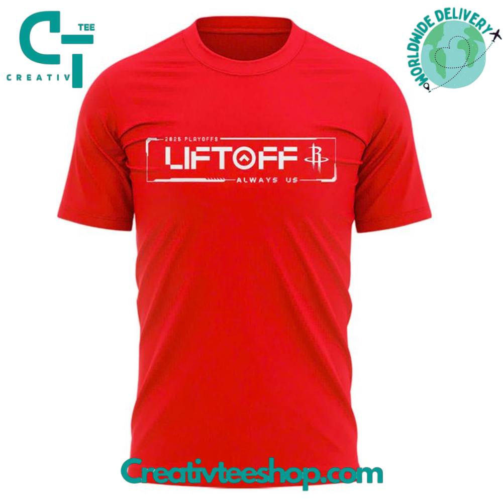 Houston Rockets “LIFT OFF” 2025 Playoffs Red Tee