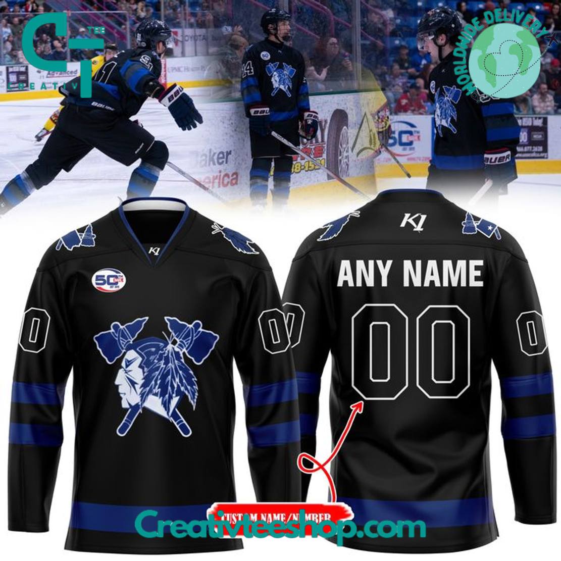 Johnstown Tomahawks x 2025 End-of-Year Black Hockey Jersey