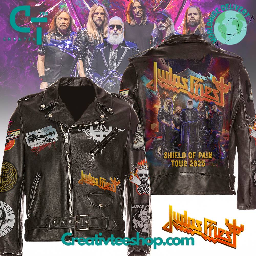 Judas Priest Shield of Pain Tour 2025 Leather Jacket