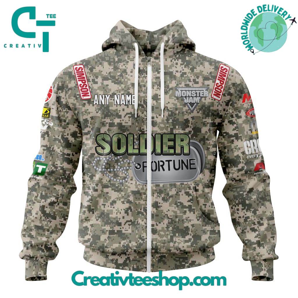 Monster Jam Soldier Fortune Special Camo Design Hoodie