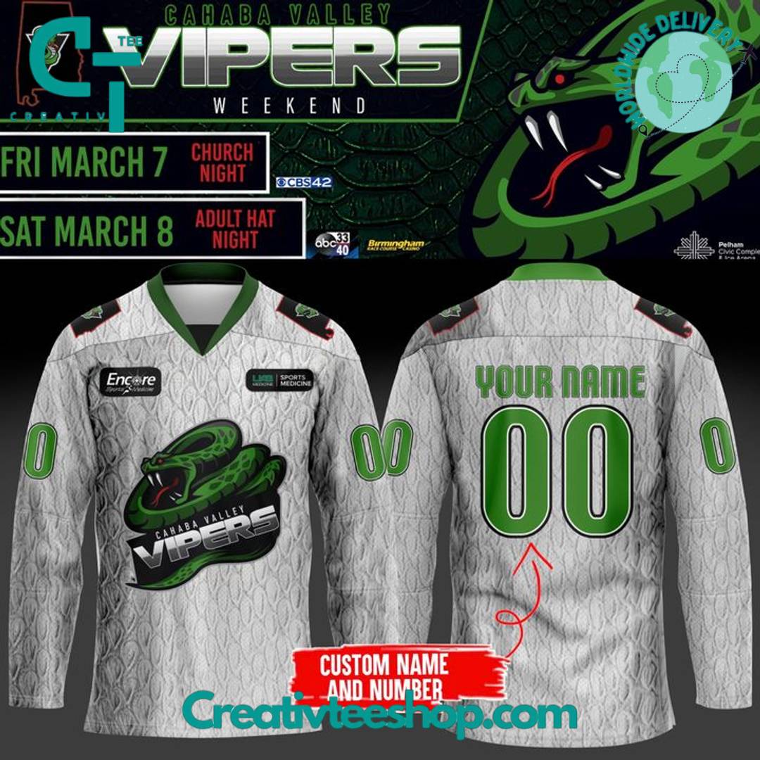 Birmingham Bulls Cahaba Valley Vipers Weekend 2025 Special Hockey Jersey