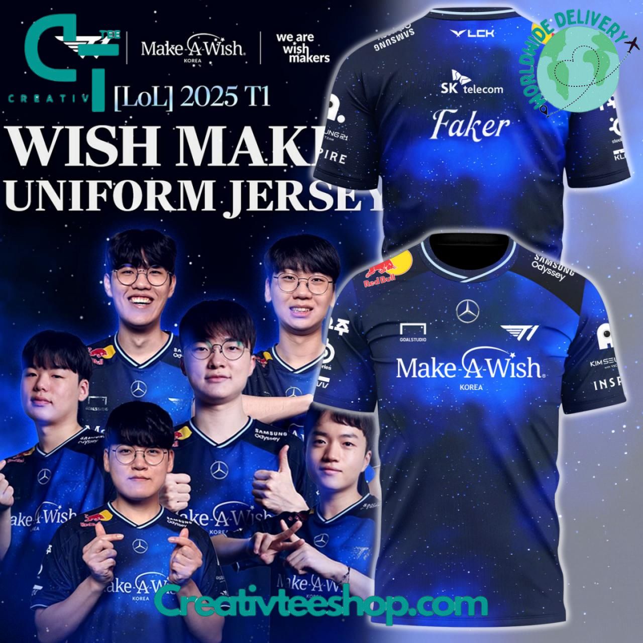 T1 x Make-A-Wish “WishMakers Wanted” Korea 2025 Special Tee
