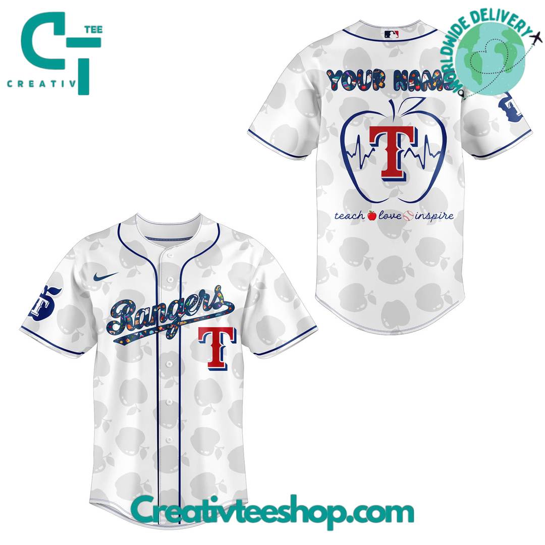Texas Rangers x Teacher Appreciation Personalized Baseball Jersey