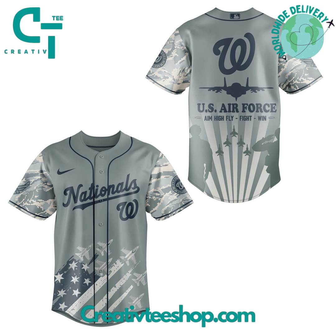Washington Nationals x Veteran US Air Force 2025 Special Grey Camo Baseball Jersey