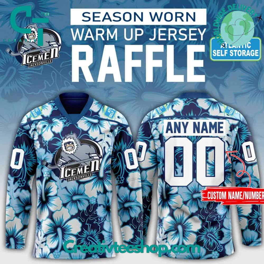 Jacksonville Icemen “Icemen Season” Worn Warm Up Raffle Hockey Jersey