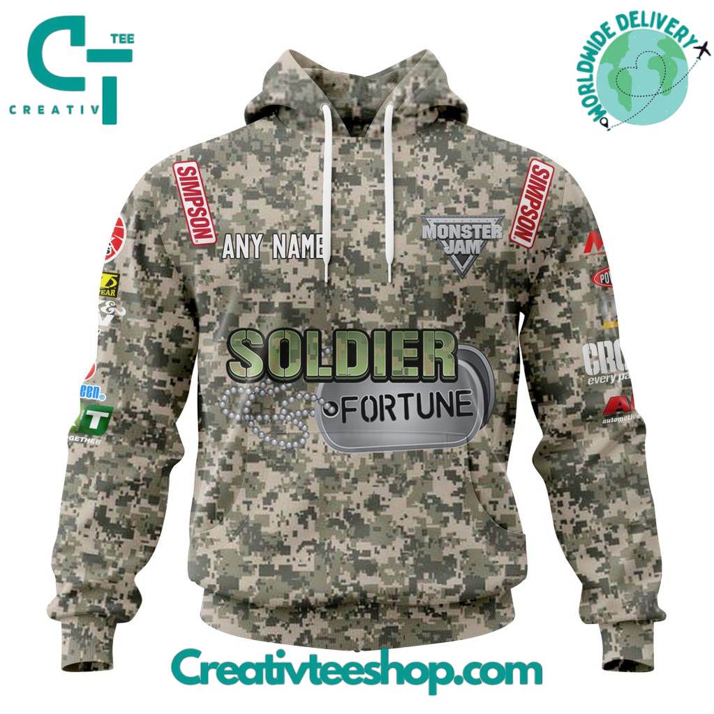 Monster Jam Soldier Fortune Special Camo Design Hoodie