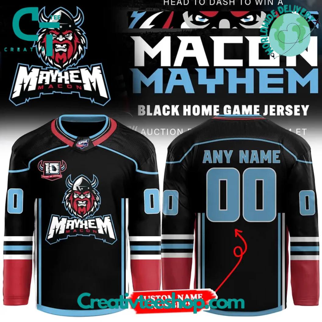 Macon Mayhem x Black Home 2025 Special Hockey Jersey